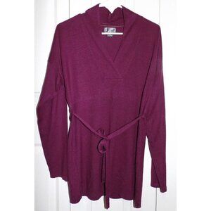 Oh Baby by Motherhood L Plum V-Neck Long Sleeve Sweater Tunic Acrylic Self Tie